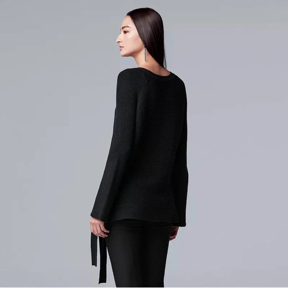 Simply Vera Vera Wang Women’s Side-Tie Ribbed Turtleneck Fall Winter Sweater - Picture 3 of 17